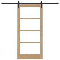 Produktbild för Skjutdörr ORKDAL Naturfärg 93 x 202 cm Massivt tallträ och glas