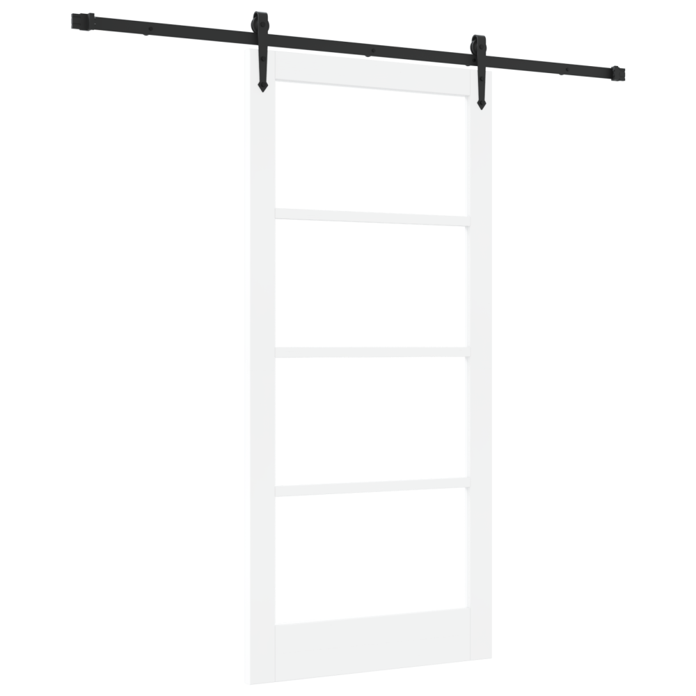 Produktbild för Skjutdörr ORKDAL Vit 93 x 202 cm Massivt tallträ och glas