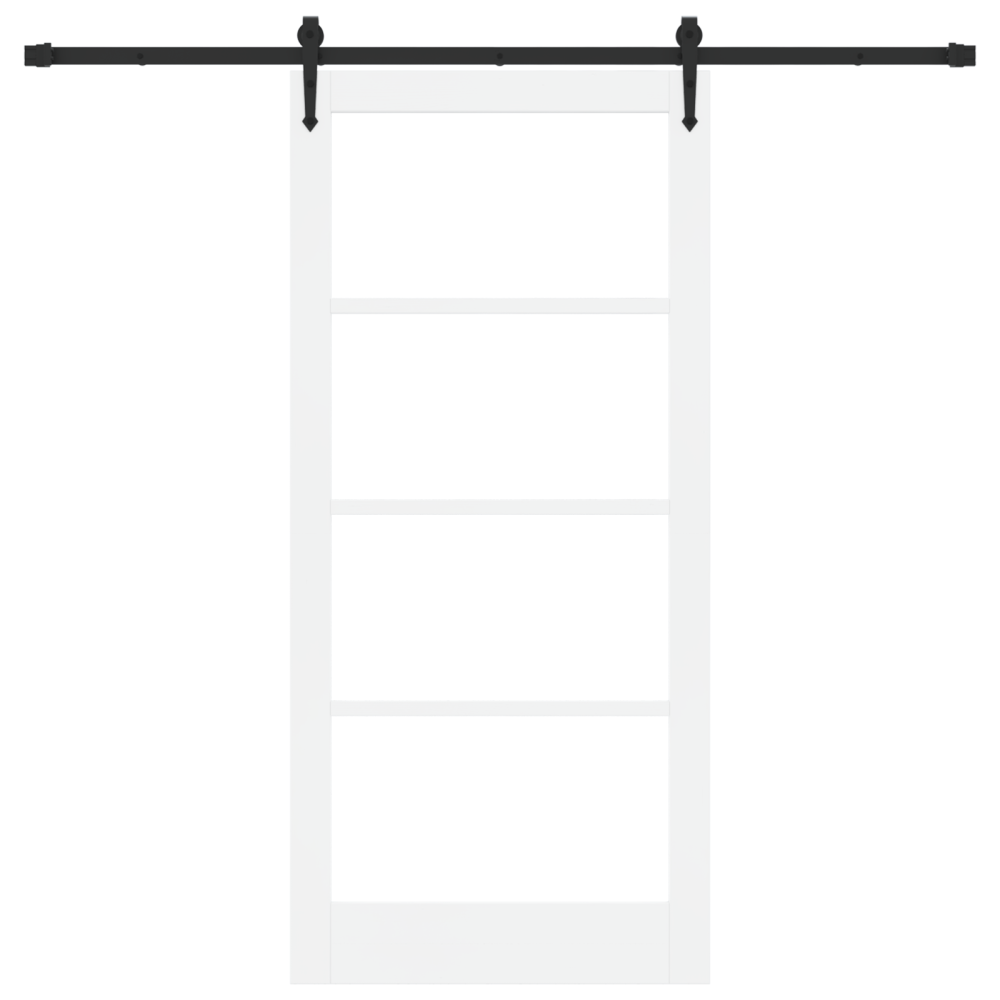 Produktbild för Skjutdörr ORKDAL Vit 93 x 202 cm Massivt tallträ och glas