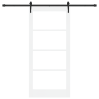Produktbild för Skjutdörr ORKDAL Vit 93 x 202 cm Massivt tallträ och glas