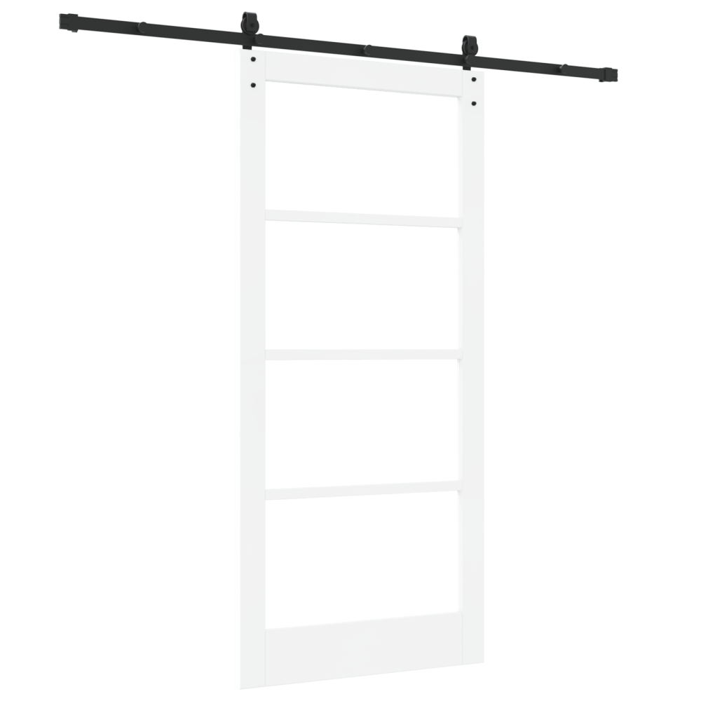 Produktbild för Skjutdörr ORKDAL Vit 93 x 202 cm Massivt tallträ och glas