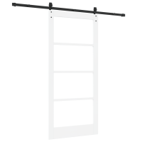 Produktbild för Skjutdörr ORKDAL Vit 93 x 202 cm Massivt tallträ och glas