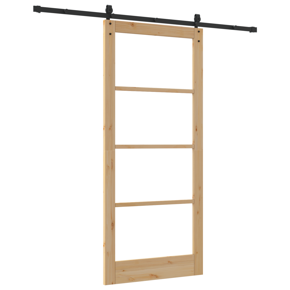 Produktbild för Skjutdörr ORKDAL Naturfärg 93 x 211 cm Massivt tallträ och glas