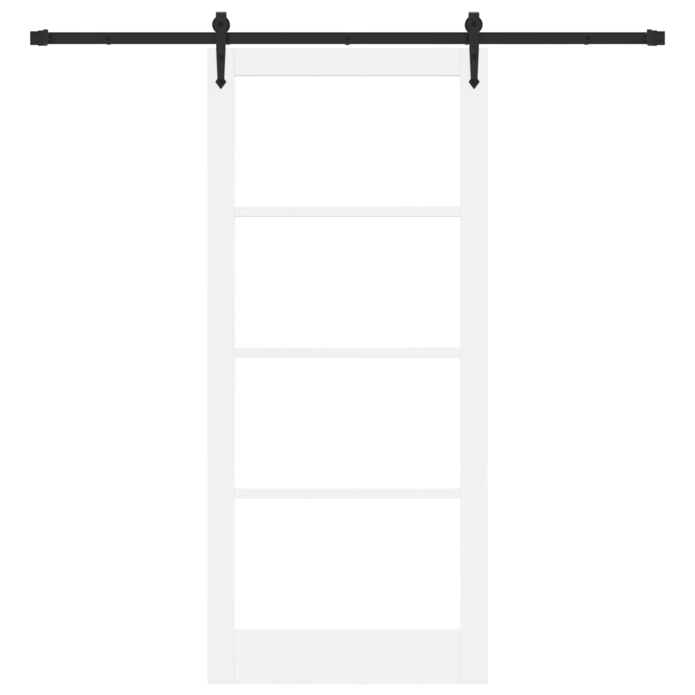 Produktbild för Skjutdörr ORKDAL Vit 93 x 211 cm Massivt tallträ och glas