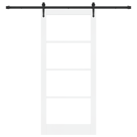 Produktbild för Skjutdörr ORKDAL Vit 93 x 211 cm Massivt tallträ och glas