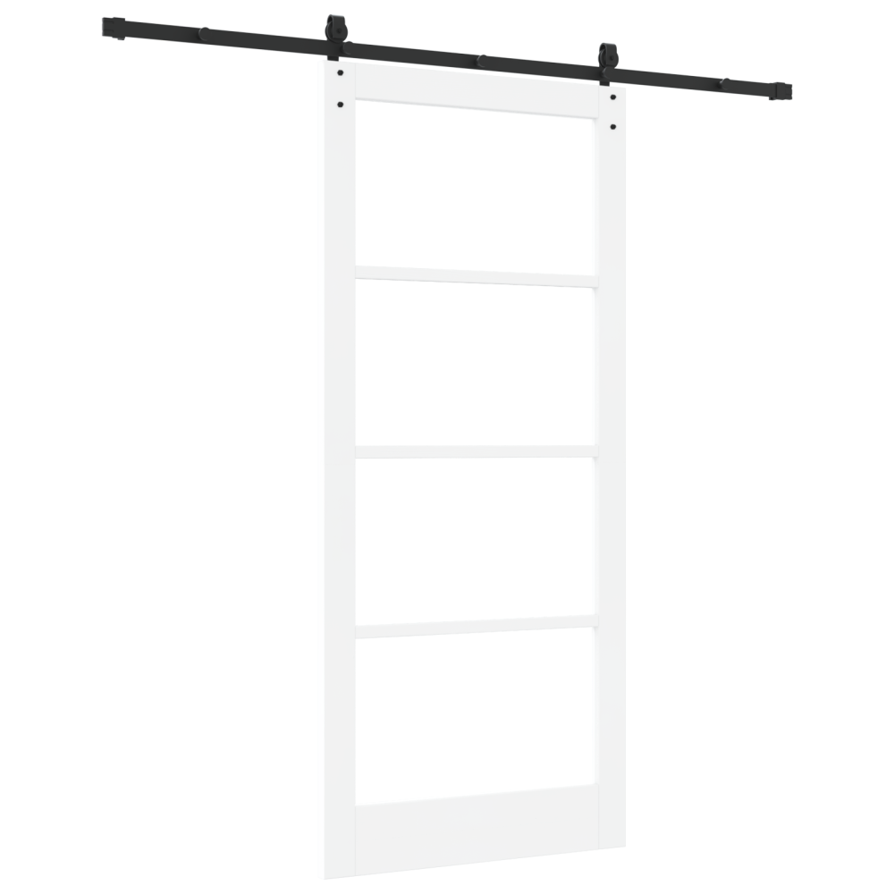 Produktbild för Skjutdörr ORKDAL Vit 93 x 211 cm Massivt tallträ och glas