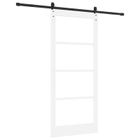 Produktbild för Skjutdörr ORKDAL Vit 93 x 211 cm Massivt tallträ och glas