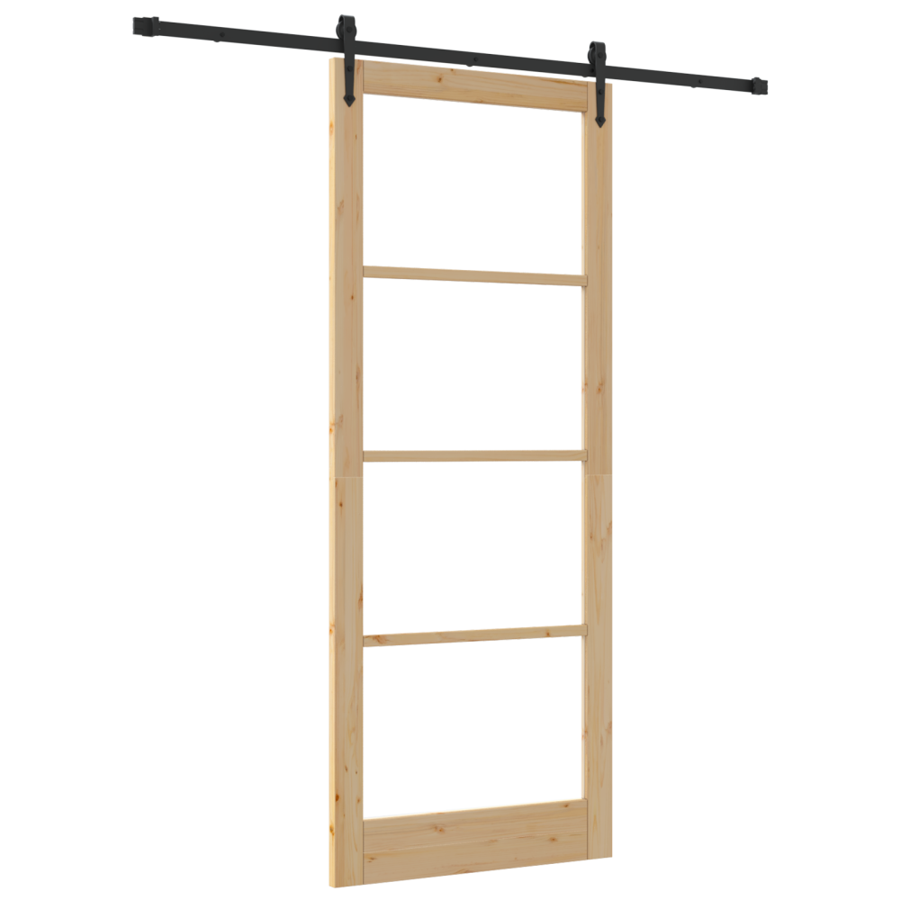Produktbild för Skjutdörr ORKDAL Naturfärg 93 x 232 cm Massivt tallträ och glas