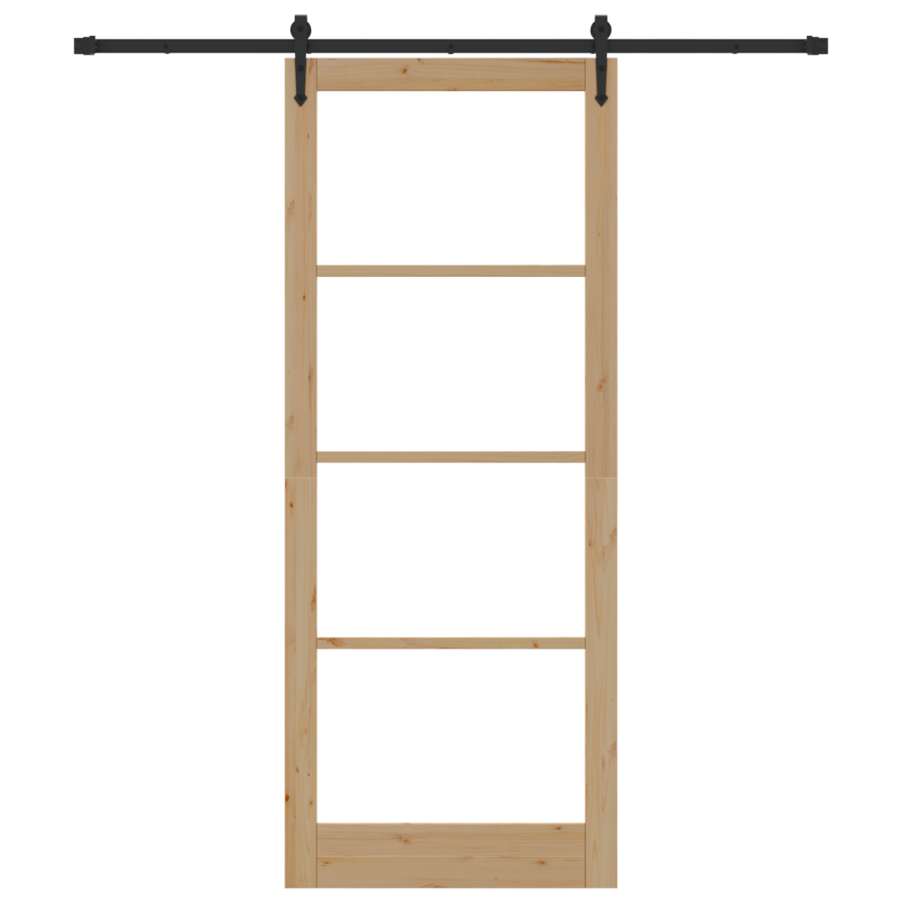 Produktbild för Skjutdörr ORKDAL Naturfärg 93 x 232 cm Massivt tallträ och glas