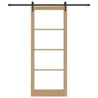 Produktbild för Skjutdörr ORKDAL Naturfärg 93 x 232 cm Massivt tallträ och glas