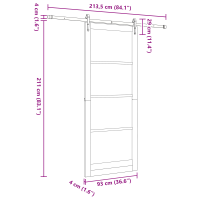 Produktbild för Skjutdörr ORKDAL Vit 93 x 232 cm Massivt tallträ och glas