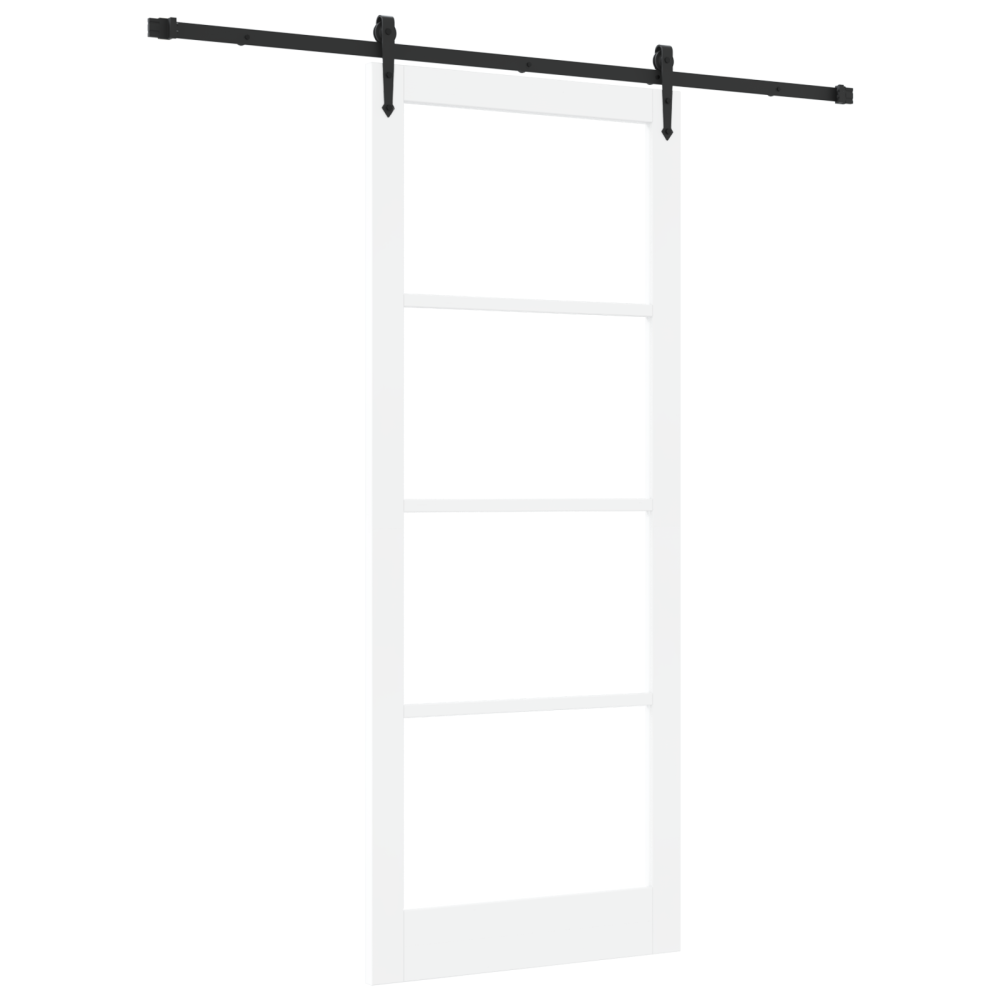 Produktbild för Skjutdörr ORKDAL Vit 93 x 232 cm Massivt tallträ och glas