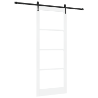 Produktbild för Skjutdörr ORKDAL Vit 93 x 232 cm Massivt tallträ och glas