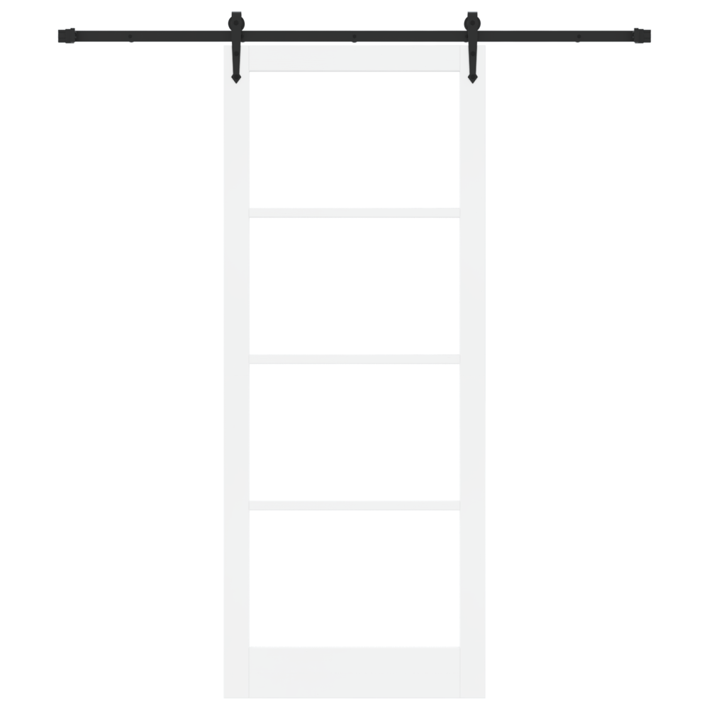 Produktbild för Skjutdörr ORKDAL Vit 93 x 232 cm Massivt tallträ och glas