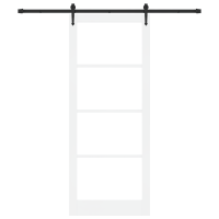Produktbild för Skjutdörr ORKDAL Vit 93 x 232 cm Massivt tallträ och glas