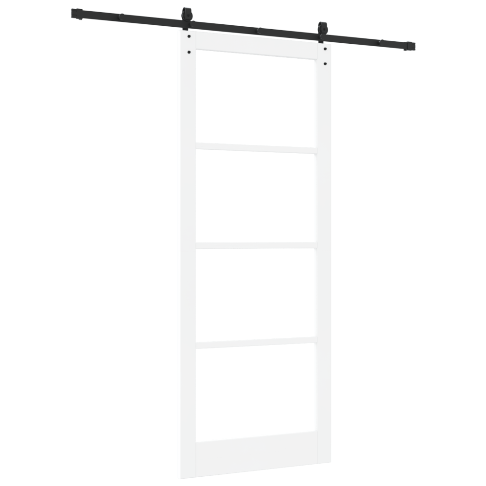 Produktbild för Skjutdörr ORKDAL Vit 93 x 232 cm Massivt tallträ och glas