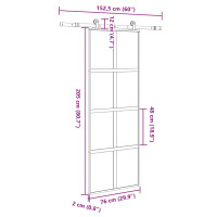 Produktbild för Skjutdörr med beslagset härdat glas och aluminium 76x205 cm