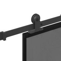 Produktbild för Skjutdörr med beslagset härdat glas och aluminium 76x205 cm