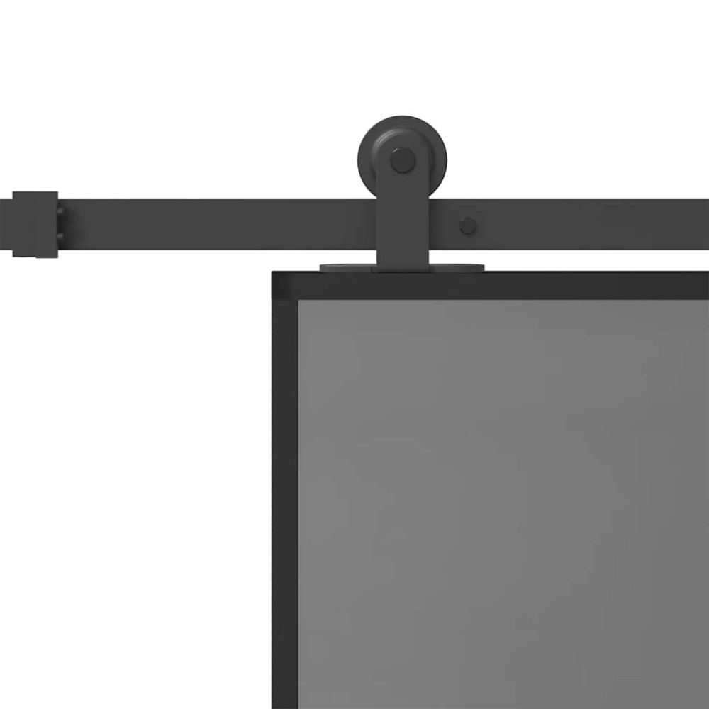Produktbild för Skjutdörr med beslagset härdat glas och aluminium 76x205 cm