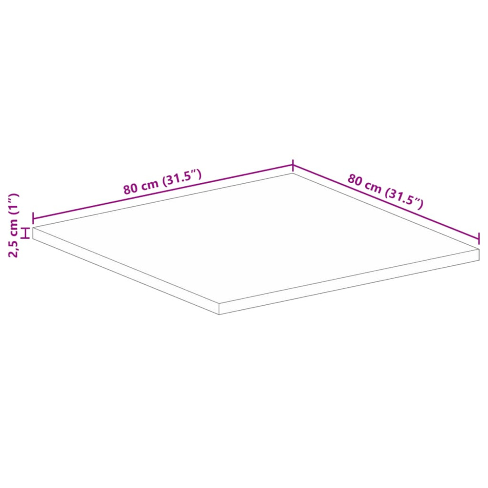 Produktbild för Bordsskiva 80x80x2,5 cm fyrkantig massivt återvunnet trä