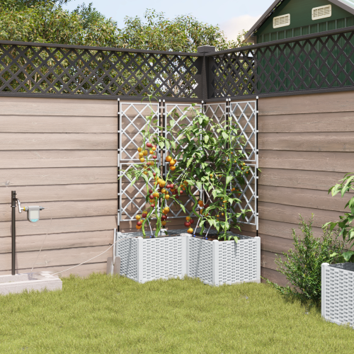 vidaXL Trädgårdsplanterare 3 st Vit 80 x 80 x 142 cm PP