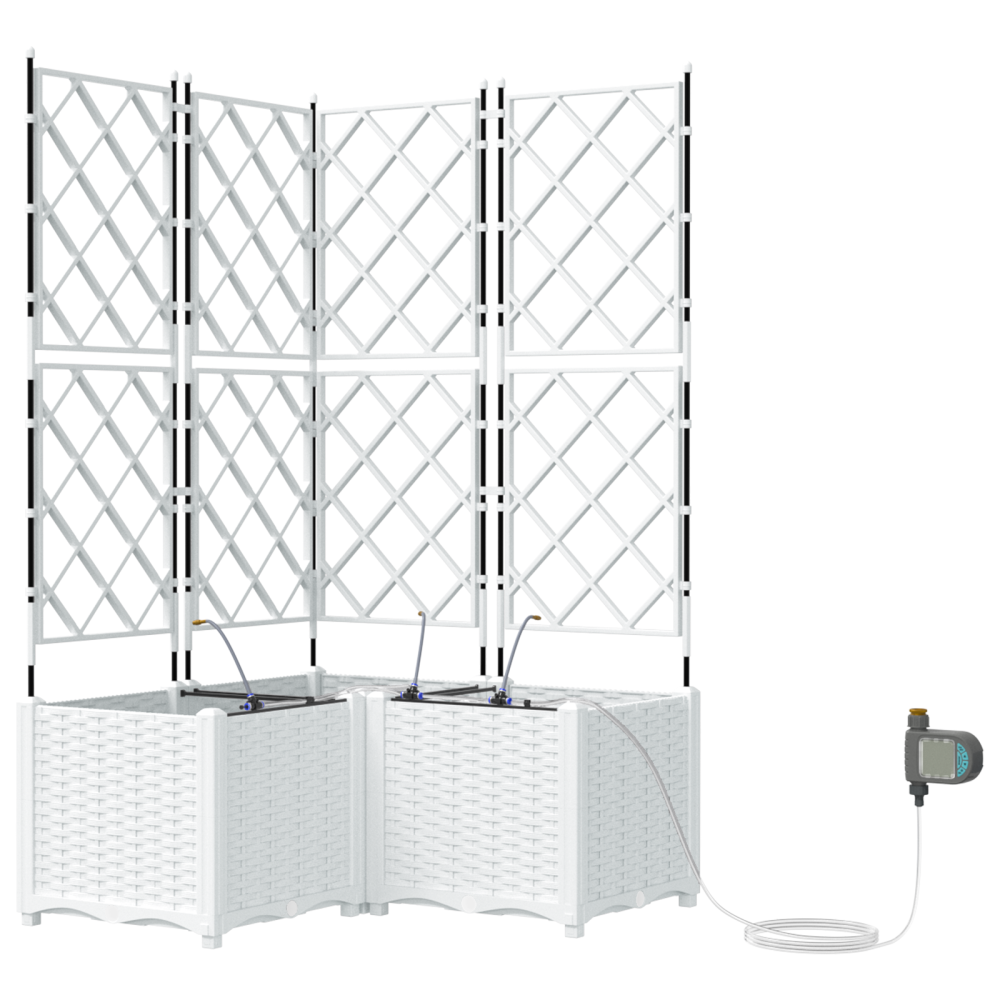 Produktbild för Trädgårdsplanterare 3 st Vit 80 x 80 x 142 cm PP