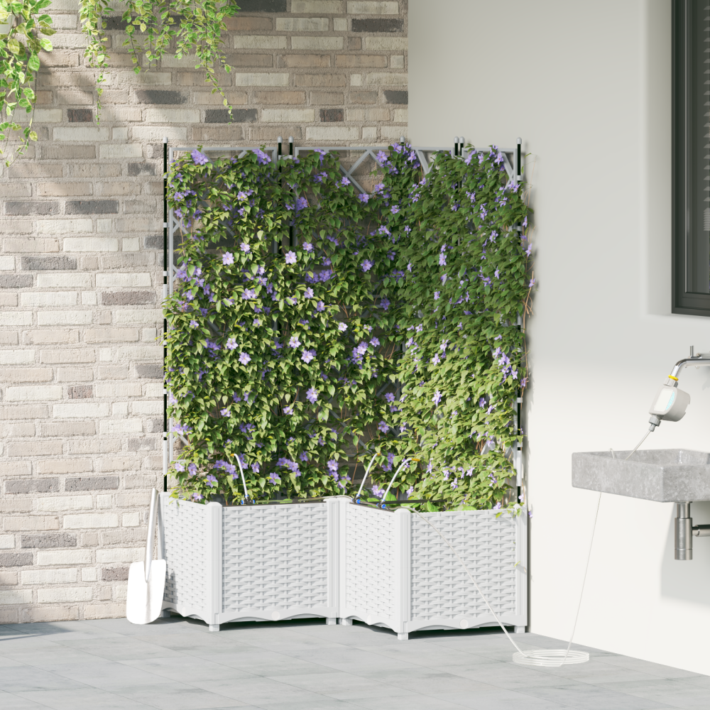 Produktbild för Trädgårdsplanterare 3 st Vit 80 x 80 x 142 cm PP