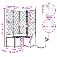 Produktbild för Trädgårdsplanterare 3 st Vit 80 x 80 x 142 cm PP