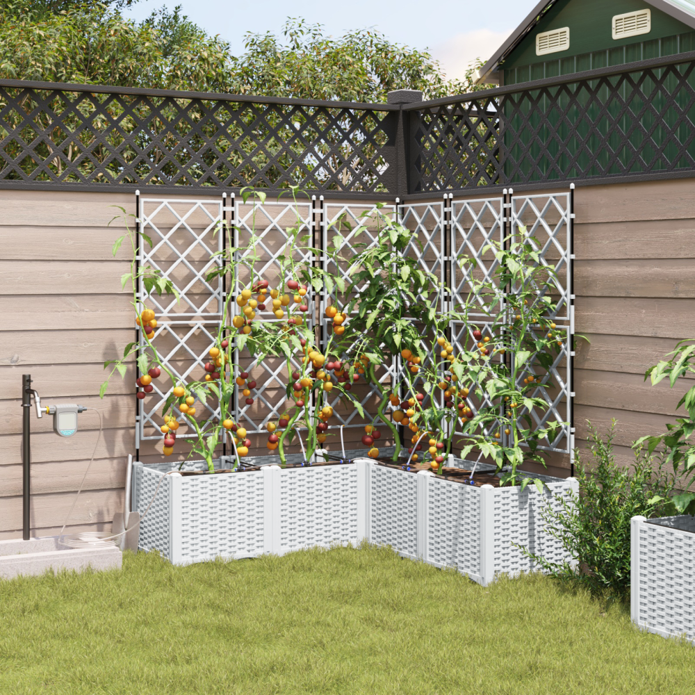 Produktbild för Trädgårdsplanterare 5 st Vit 120 x 120 x 142 cm PP