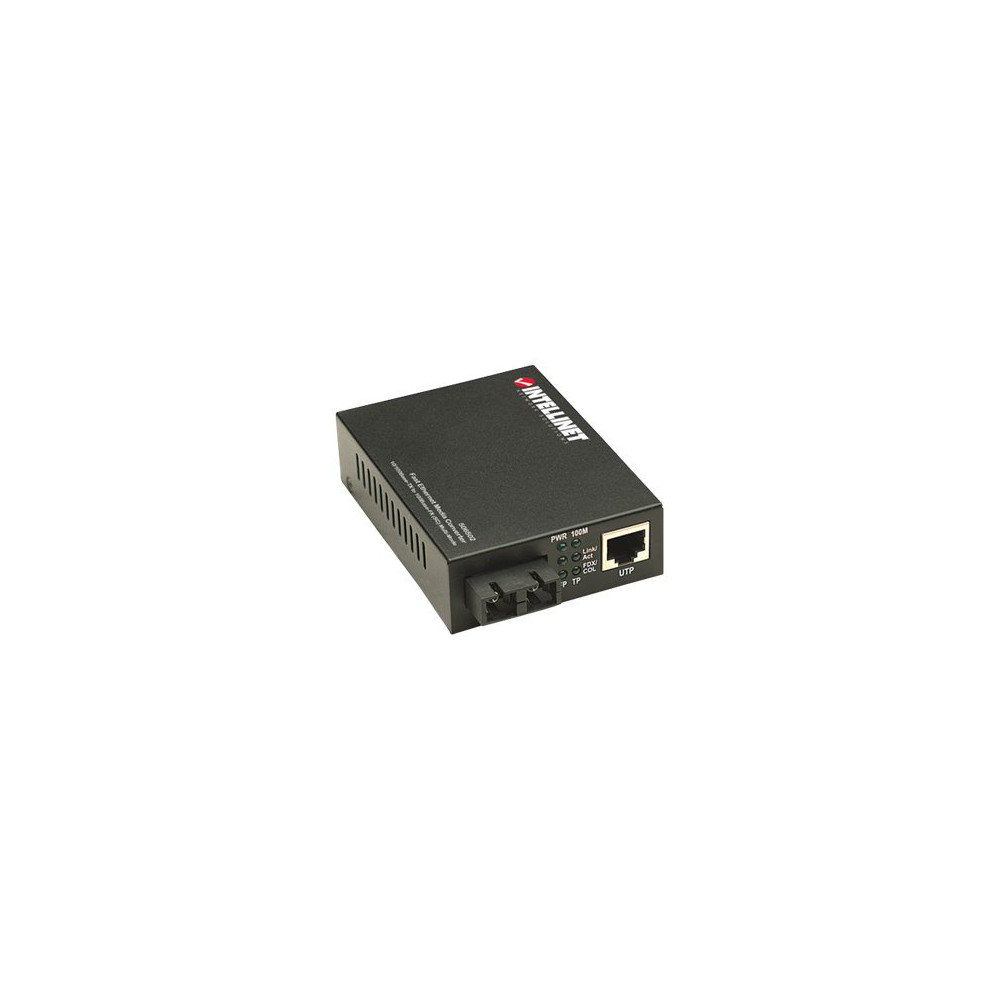 Produktbild för Intellinet Fast Ethernet Media Converter, 10/100Base-Tx to 100Base-Fx (SC) Multi-Mode, 2 km (1.24 mi) - fibermediekonverterare - 10Mb LAN, 100Mb LAN