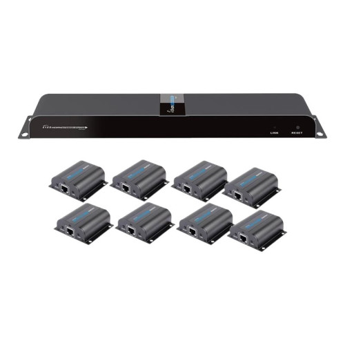 TECHLY TECHly HDMI 1x8 Extender Splitter over CAT6/6a/7 50m with IR pass-back - transmitter + 8 receivers - video/ljud/infraröd förlängare - HDMI, infraröd
