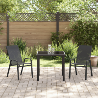 Produktbild för Trädgårdsmöbelset 3 pcs Svart Pulverlackerad stål