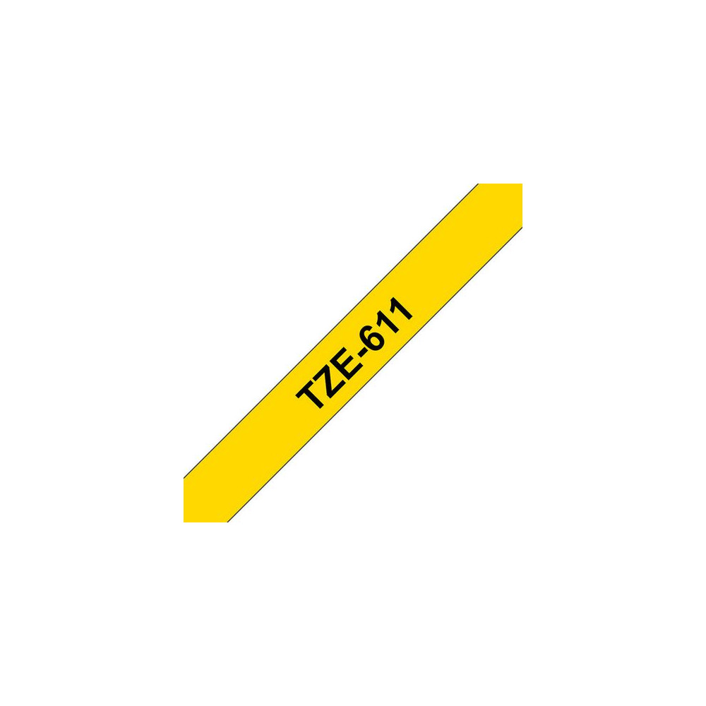 Produktbild för Tape BROTHER TZE611 6mm svart på gul