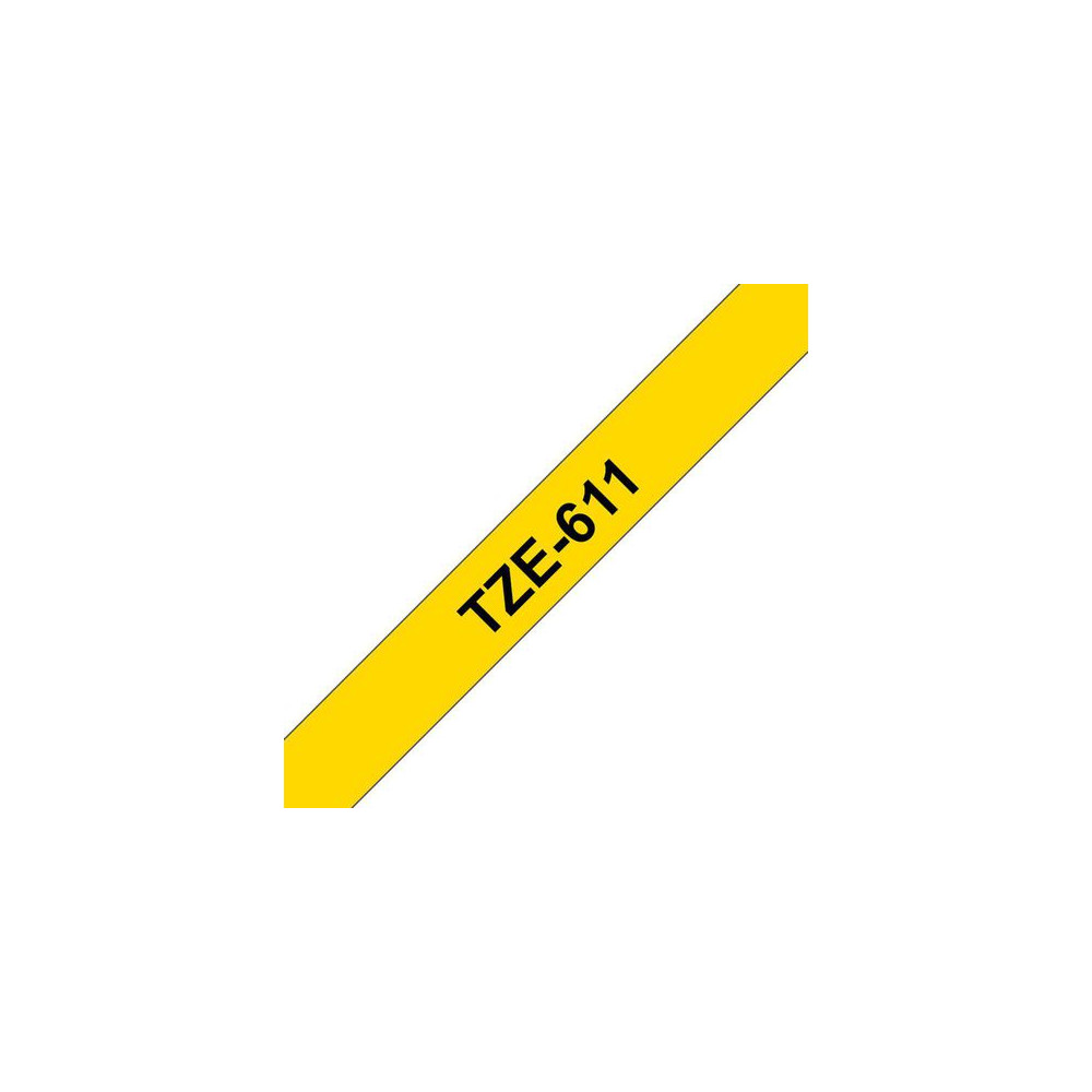 Produktbild för Tape BROTHER TZE611 6mm svart på gul