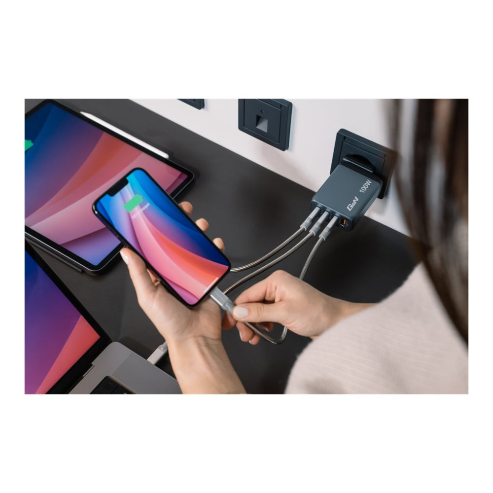 Produktbild för Verbatim strömadapter - GaN - 3 x USB-C, USB - 100 watt