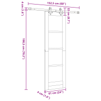 Produktbild för Skjutdörr Vit 61 x 198,5 cm Massivt tallträ och glas