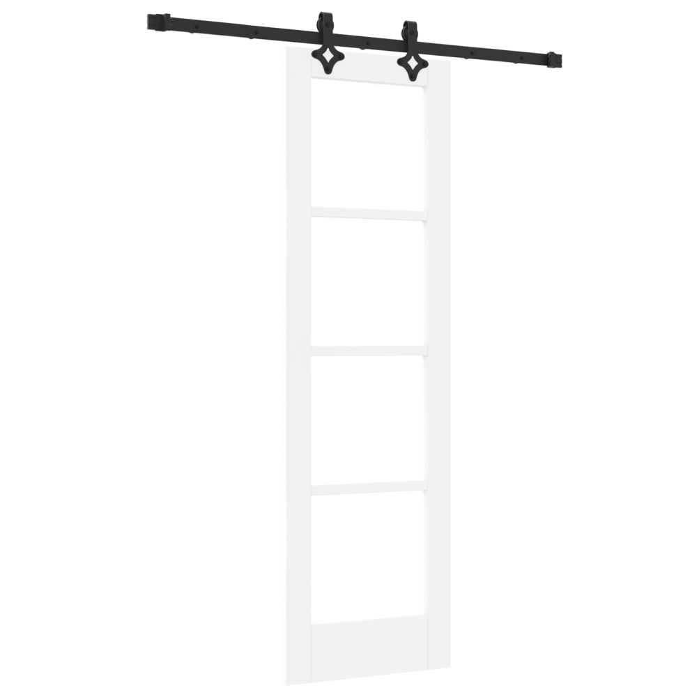 Produktbild för Skjutdörr Vit 61 x 198,5 cm Massivt tallträ och glas