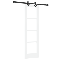 Produktbild för Skjutdörr Vit 61 x 198,5 cm Massivt tallträ och glas