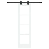 Produktbild för Skjutdörr Vit 61 x 198,5 cm Massivt tallträ och glas