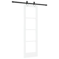 Produktbild för Skjutdörr Vit 61 x 198,5 cm Massivt tallträ och glas