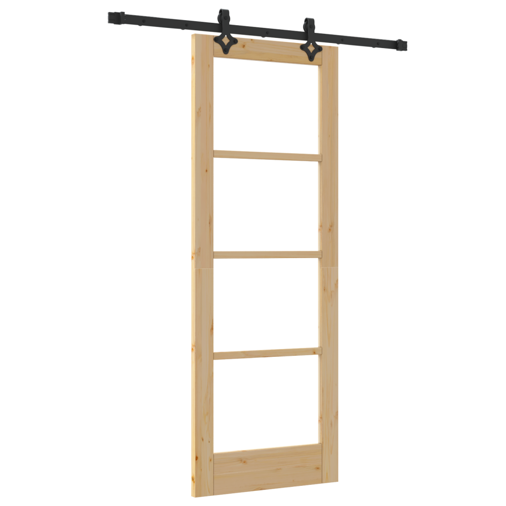 Produktbild för Skjutdörr Naturfärg 73,5 x 198,5 cm Massivt tallträ och glas