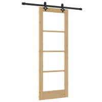 Produktbild för Skjutdörr Naturfärg 73,5 x 198,5 cm Massivt tallträ och glas