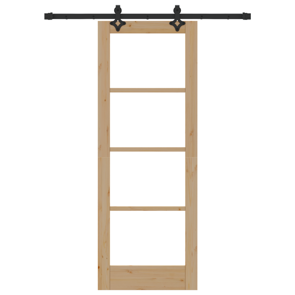 Produktbild för Skjutdörr Naturfärg 73,5 x 198,5 cm Massivt tallträ och glas