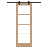 Produktbild för Skjutdörr Naturfärg 73,5 x 198,5 cm Massivt tallträ och glas