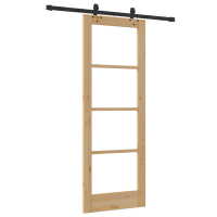 Produktbild för Skjutdörr Naturfärg 73,5 x 198,5 cm Massivt tallträ och glas