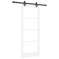 Produktbild för Skjutdörr Vit 83 x 202 cm Massivt tallträ och glas