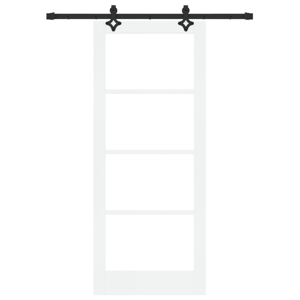 Produktbild för Skjutdörr Vit 83 x 202 cm Massivt tallträ och glas