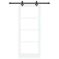 Produktbild för Skjutdörr Vit 83 x 202 cm Massivt tallträ och glas