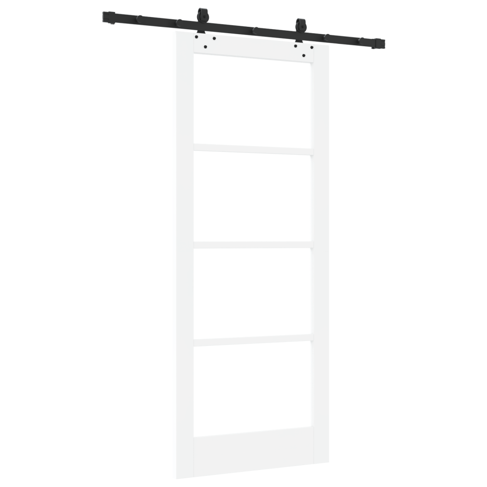 Produktbild för Skjutdörr Vit 83 x 202 cm Massivt tallträ och glas