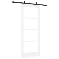 Produktbild för Skjutdörr Vit 83 x 202 cm Massivt tallträ och glas